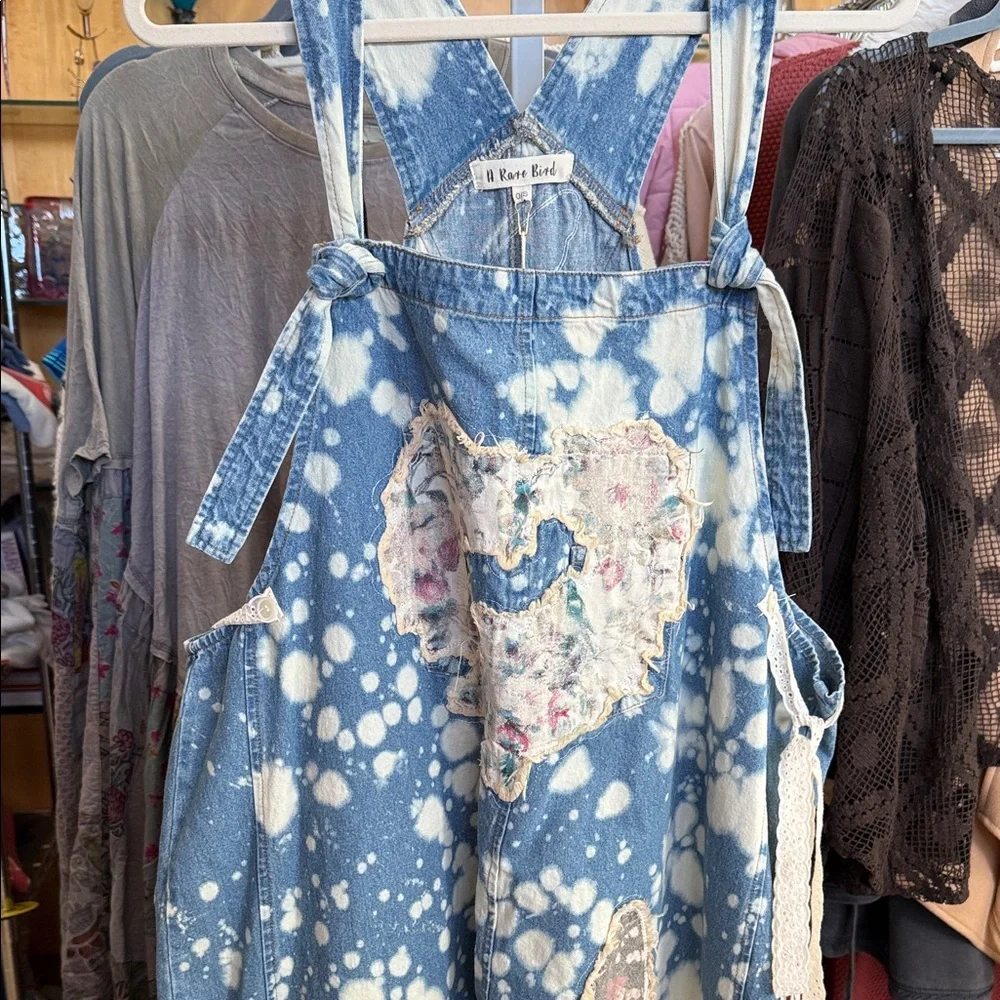A RARE BIRD BUTTERFLY ROSE OVERALLS NWT sz OS - Picture 4 of 11